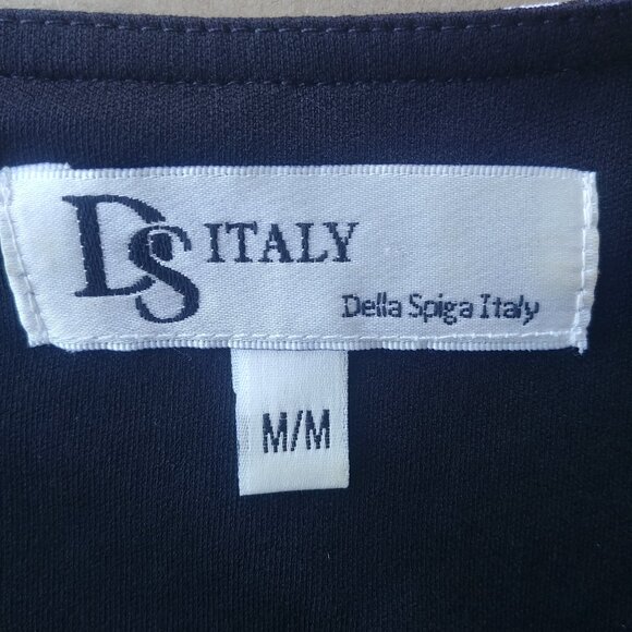 90s vibe Della Spiga Italy Black White Stretch Dress Optional Belt Size Medium - Picture 7 of 12